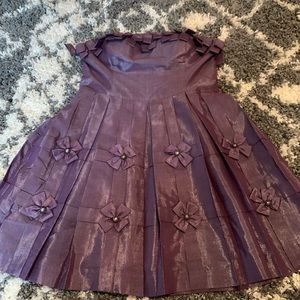 Purple strapless semiformal dress
